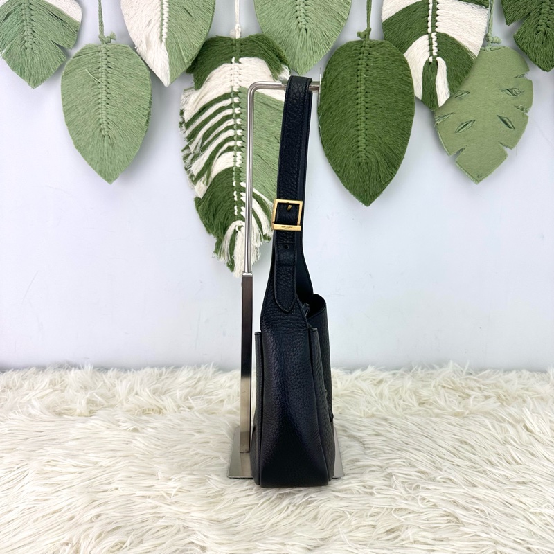 YSL LE 5 À 7 BABY 黑金真皮HOBO 單肩腋下包-3