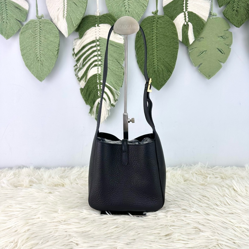 YSL LE 5 À 7 BABY 黑金真皮HOBO 單肩腋下包-4