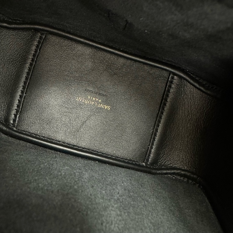 YSL LE 5 À 7 BABY 黑金真皮HOBO 單肩腋下包-6
