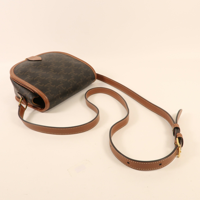 CELINE 塗層帆布Folco Bag金扣肩背袋-6