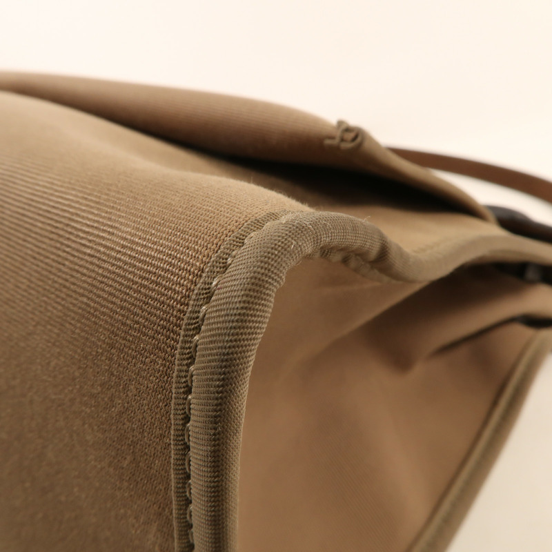 HERMES 帆布Herbag PM銀扣手挽肩背兩用袋Etoupe-8