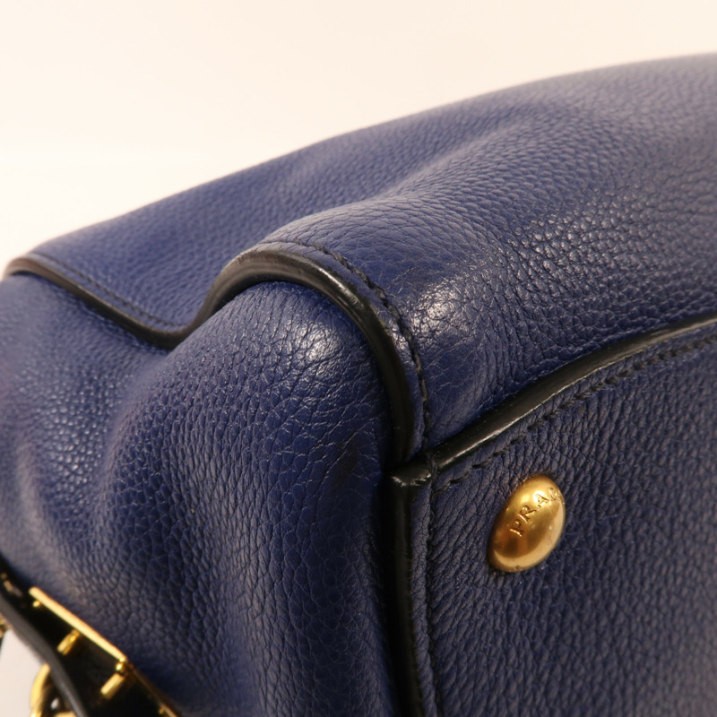 PRADA 牛皮皮革2 way Shoulder金扣手挽肩背兩用袋-5