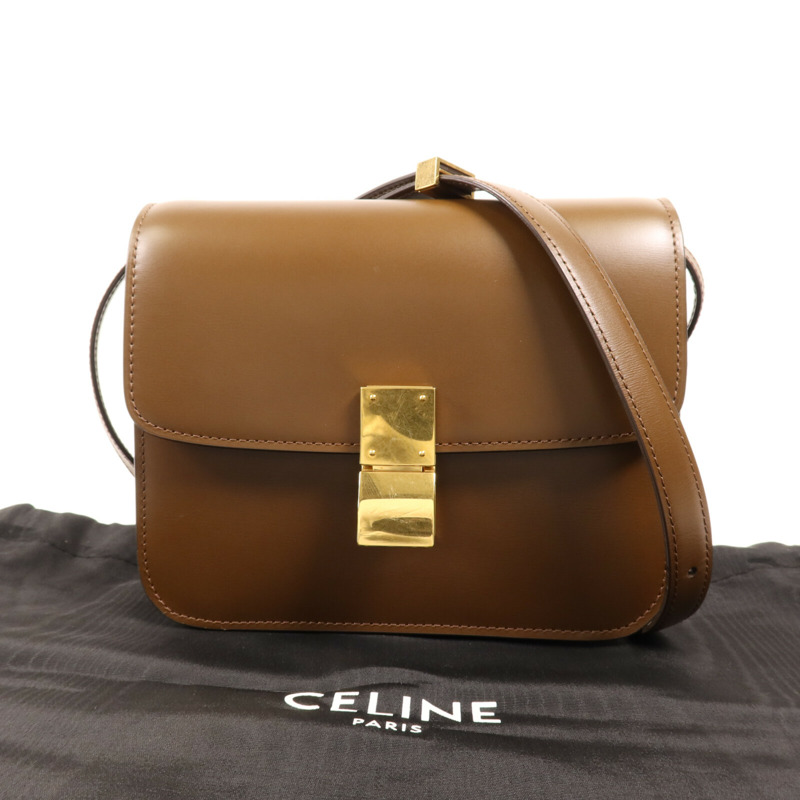 CELINE 牛皮皮革Mini Classic Box金扣肩背袋-13