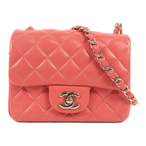 CHANEL 羊皮皮革Mini Classic 17銀扣肩背袋