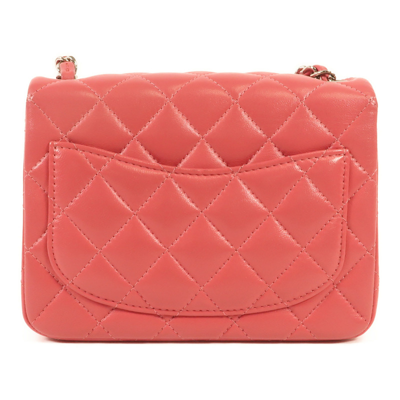 CHANEL 羊皮皮革Mini Classic 17銀扣肩背袋-1