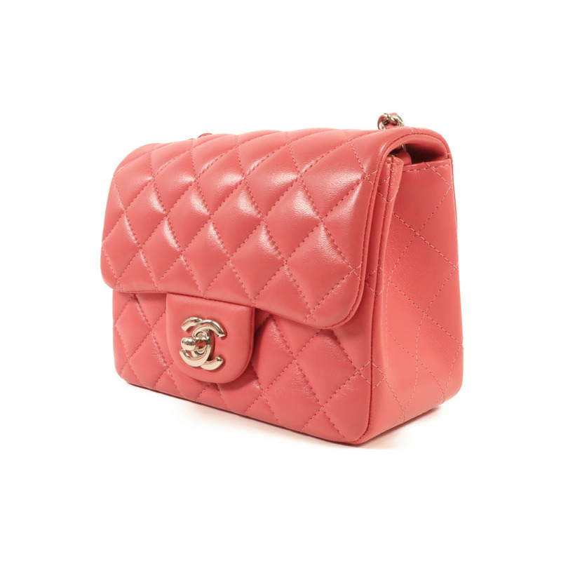 CHANEL 羊皮皮革Mini Classic 17銀扣肩背袋-2