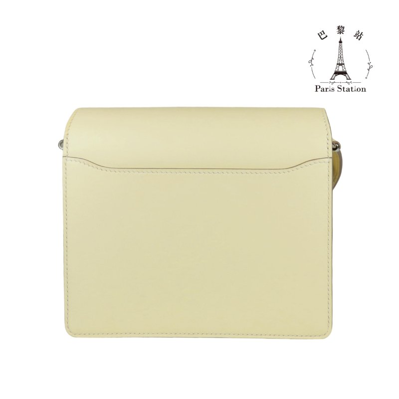 【巴黎站二手名牌專賣店】*現貨*HERMES 愛馬仕 真品*W刻米爾頓黃銀釦MINI ROULIS豬鼻子肩背斜背包18-1