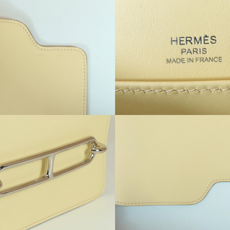 【巴黎站二手名牌專賣店】*現貨*HERMES 愛馬仕 真品*W刻米爾頓黃銀釦MINI ROULIS豬鼻子肩背斜背包18-6