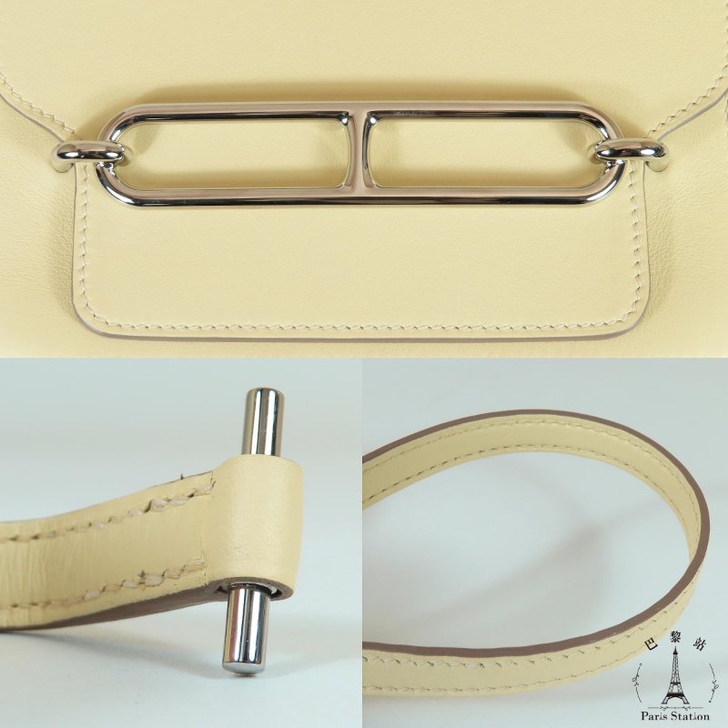 【巴黎站二手名牌專賣店】*現貨*HERMES 愛馬仕 真品*W刻米爾頓黃銀釦MINI ROULIS豬鼻子肩背斜背包18-7