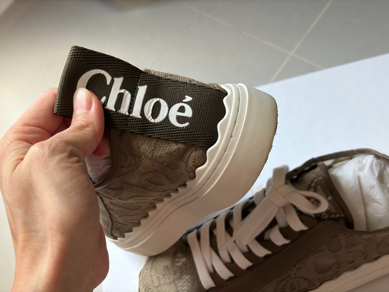 Chloé Woody 織布厚底休閒鞋 米咖色 37號 絕版-1