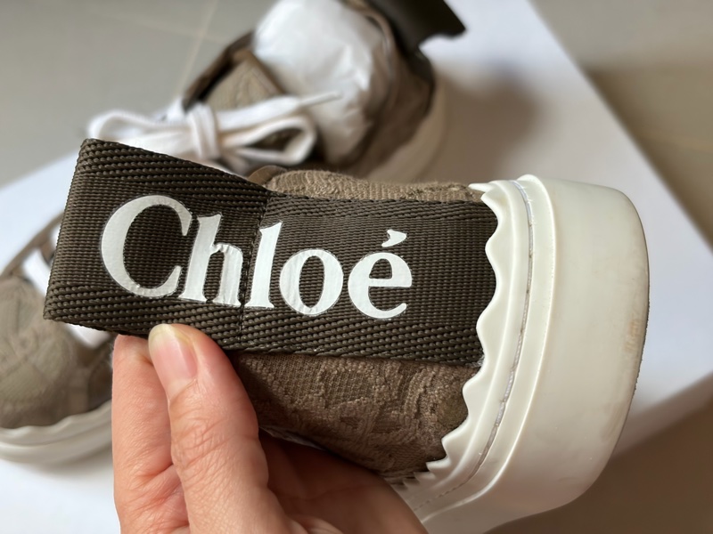 Chloé Woody 織布厚底休閒鞋 米咖色 37號 絕版-2