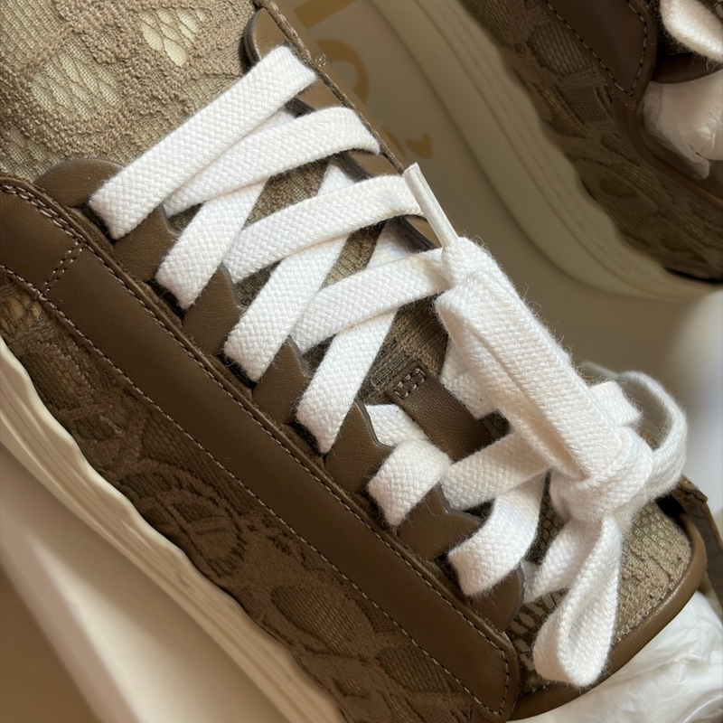 Chloé Woody 織布厚底休閒鞋 米咖色 37號 絕版-4