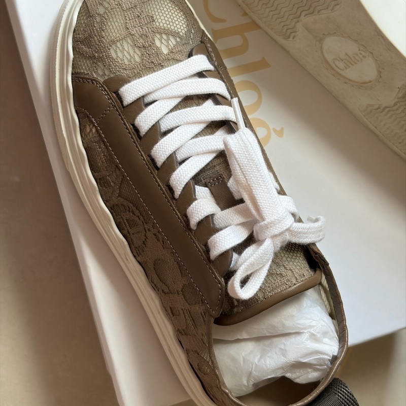 Chloé Woody 織布厚底休閒鞋 米咖色 37號 絕版-6