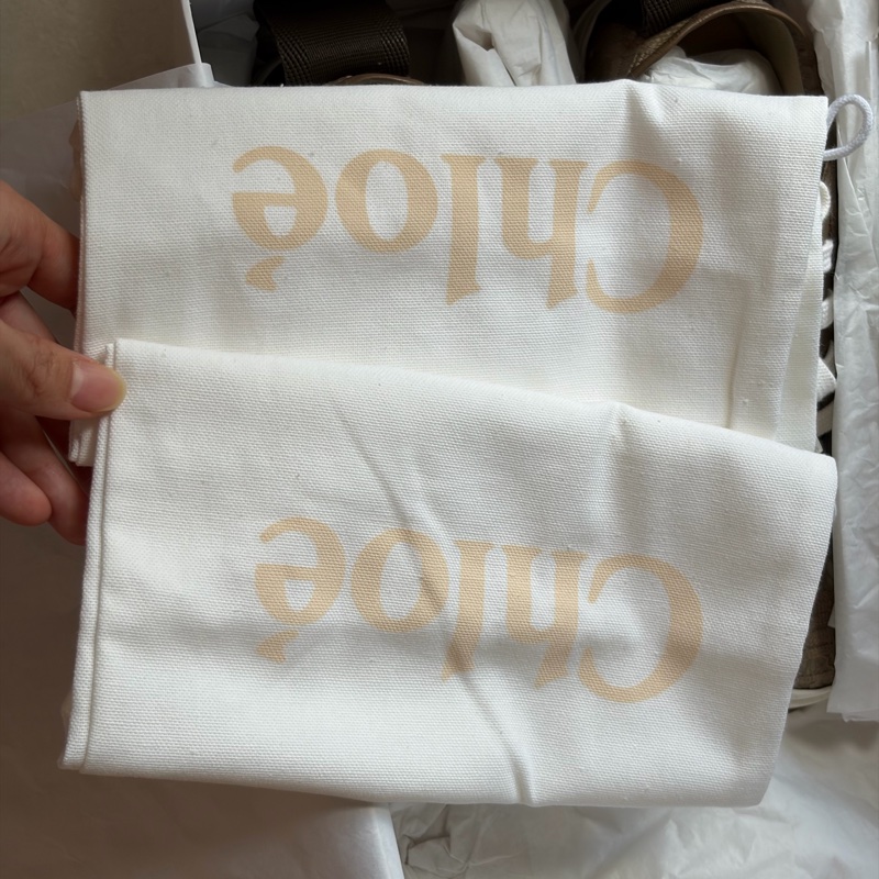 Chloé Woody 織布厚底休閒鞋 米咖色 37號 絕版-8