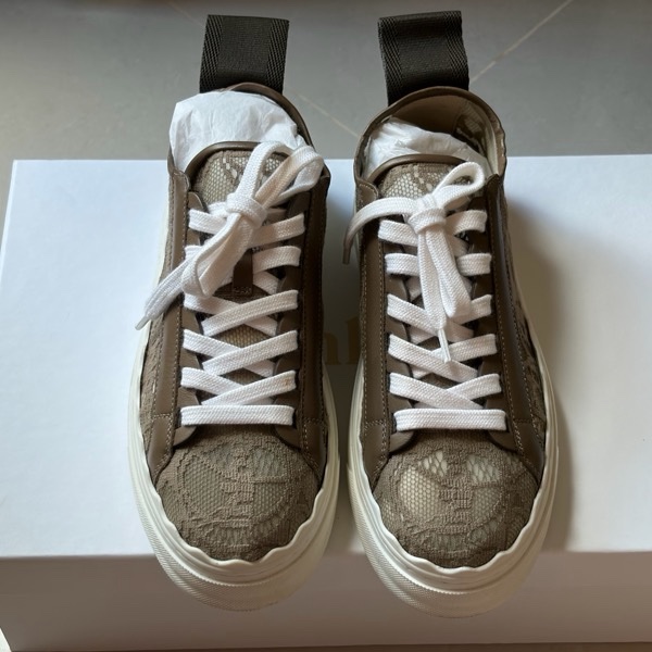 Chloé Woody 織布厚底休閒鞋 米咖色 37號 絕版-10