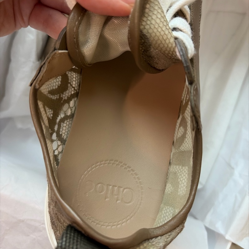 Chloé Woody 織布厚底休閒鞋 米咖色 37號 絕版-14