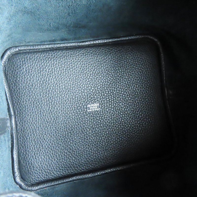【巴黎站二手名牌專賣店】*現貨*HERMES 愛馬仕 真品*Y刻 PICOTIN 22黑色牛皮銀釦手提包 菜籃子-3