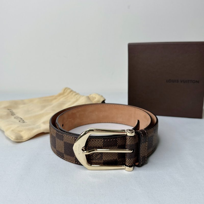 LV Damier Ebene金扣棋盤格皮帶-0