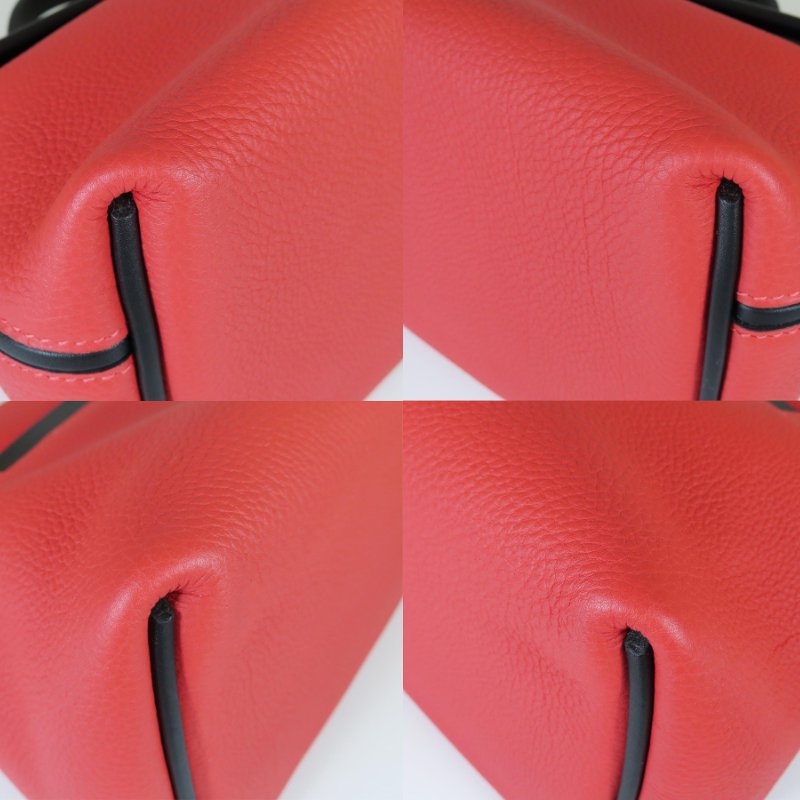 【巴黎站二手名牌專賣店】*現貨*HERMES 愛馬仕 真品*D刻番茄紅色拼接黑皮革24/24手提兩用包29-5