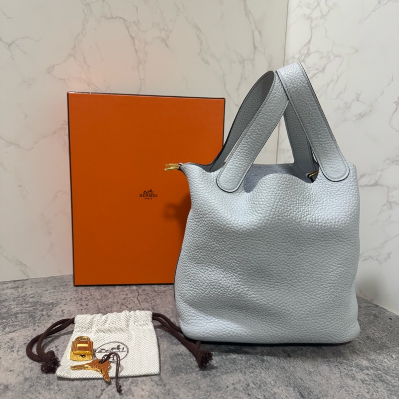Hermes 愛馬仕 Picotin菜籃子18/聖杯藍/Z刻-1