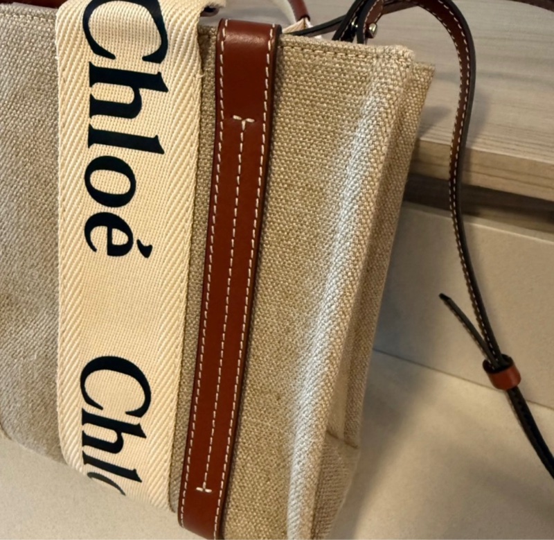 Chloe’ 小號 Woody 帆布皮革 手提斜背 購物包-1