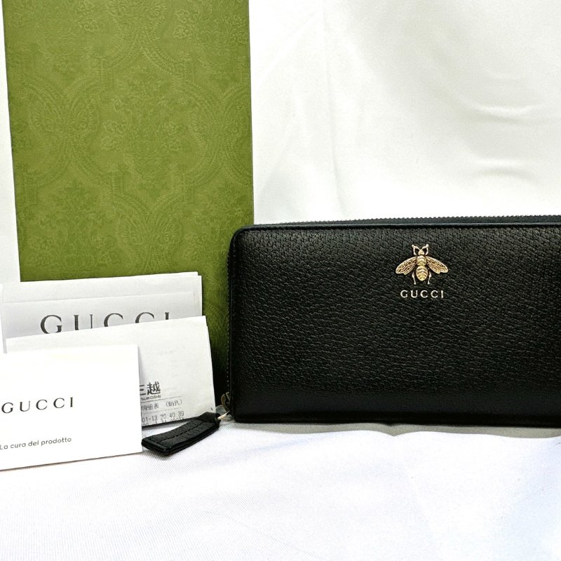 GUCCI ANIMALIER蜜蜂皮革拉鍊長夾-0