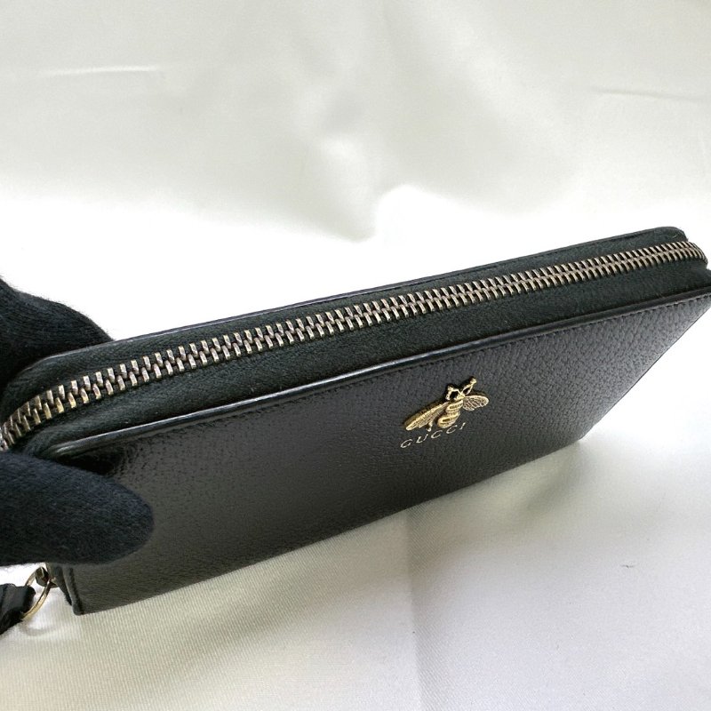 GUCCI ANIMALIER蜜蜂皮革拉鍊長夾-6