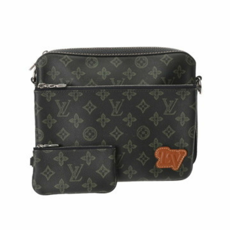 LOUIS VUITTON Monogram Trio 郵差包,綠色,M46340,來自 LV 秋季系列,男士帆布單肩包-0