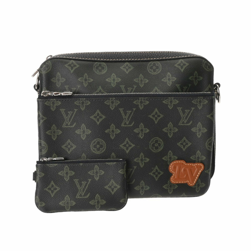 LOUIS VUITTON Monogram Trio 郵差包,綠色,M46340,來自 LV 秋季系列,男士帆布單肩包-1