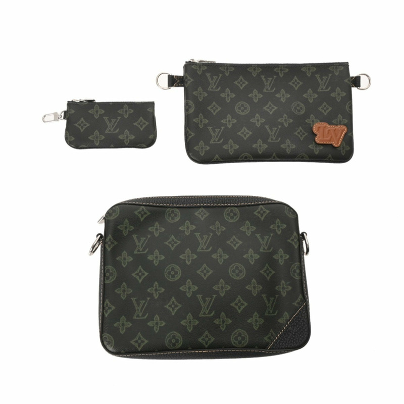 LOUIS VUITTON Monogram Trio 郵差包,綠色,M46340,來自 LV 秋季系列,男士帆布單肩包-7