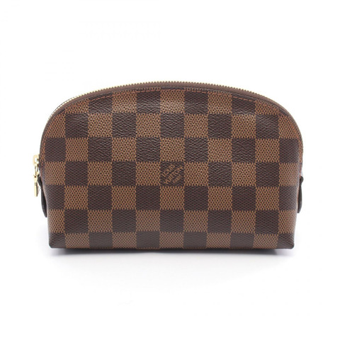 LOUIS VUITTON Pochette 化妝包拉鍊袋 N47516 Damier Ebene 帆布 二手 女士