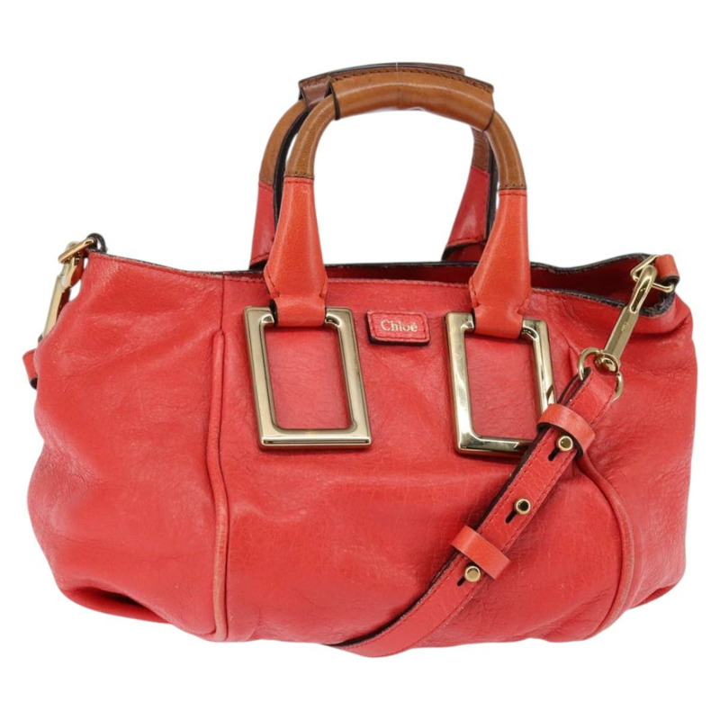 【日本直送】Chloe Etel 手提包 皮革 2 用 紅色 金色 正品 th6324-0