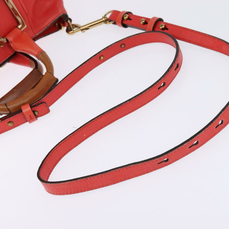 【日本直送】Chloe Etel 手提包 皮革 2 用 紅色 金色 正品 th6324-8