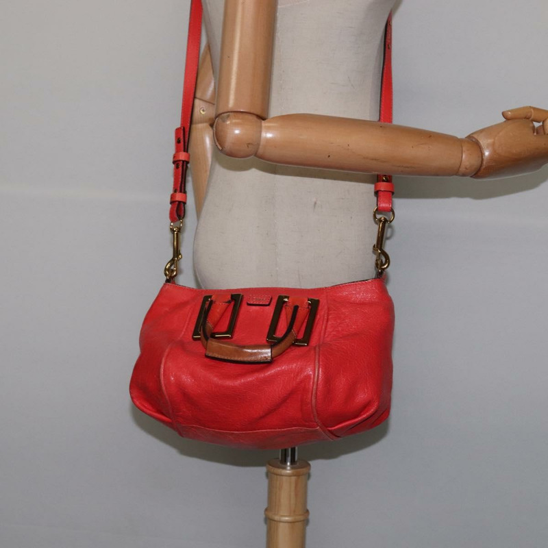 【日本直送】Chloe Etel 手提包 皮革 2 用 紅色 金色 正品 th6324-22