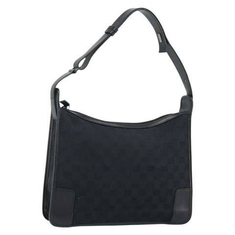 GUCCI GG 帆布單肩包 黑色銀色 001 4205 正品 143772