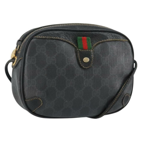 GUCCI GG Supreme Web Sherry Line 包款 PVC 黑金 156 02 066 正品 143126