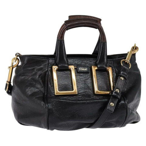 Chloe Etel 手提包 皮革 2 款 黑色 金色 正品 BA6205