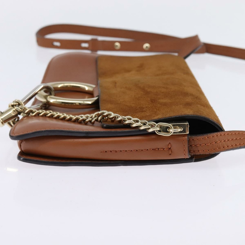 【日本直送】Chloe Fay 肩背包 絨面革 棕金色 正品 BA6454-3