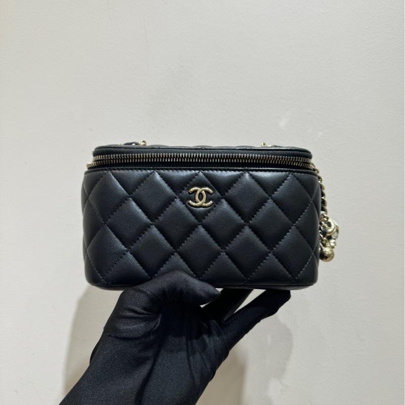 【全套】Chanel 足球調節扣長盒子 化妝盒單肩斜挎包-1