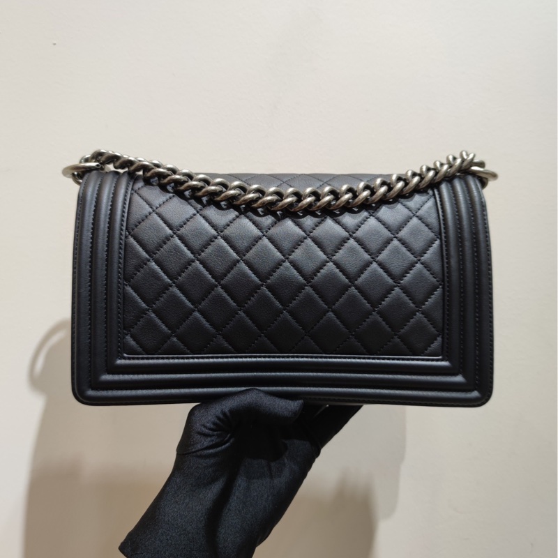 【有塵袋❤️】Chanel leboy 黑銀 小牛皮 中號 單肩斜挎包-2