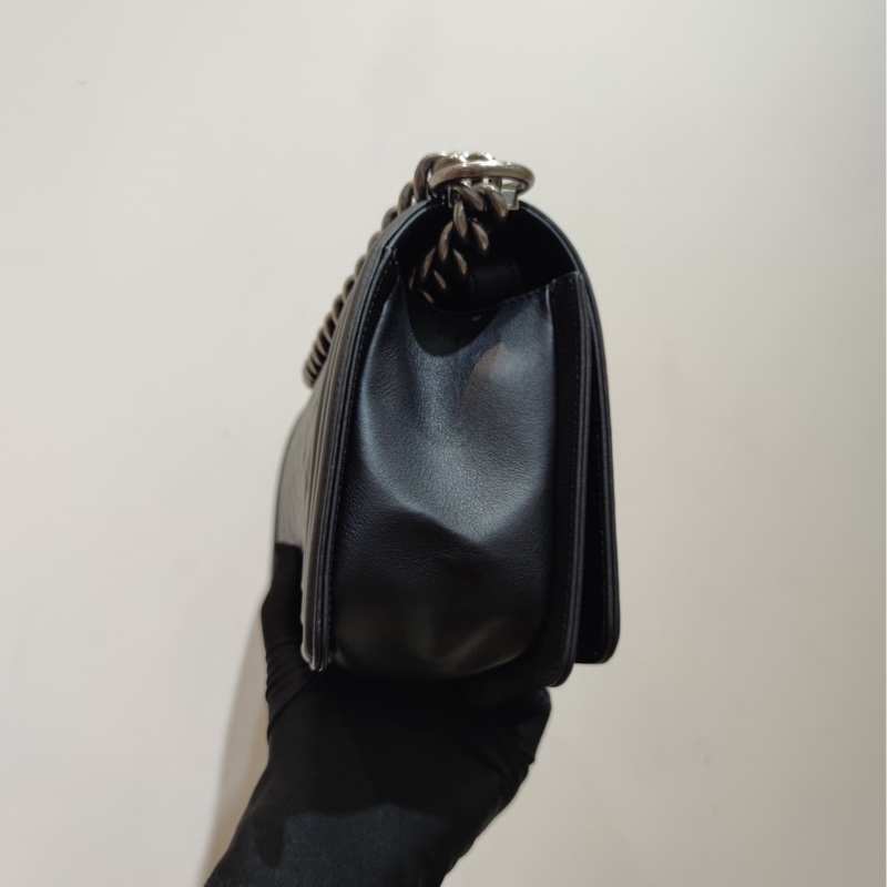【有塵袋❤️】Chanel leboy 黑銀 小牛皮 中號 單肩斜挎包-3