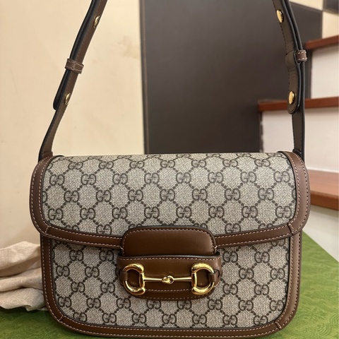 GUCCI 咖花紋 1955肩背包 GM