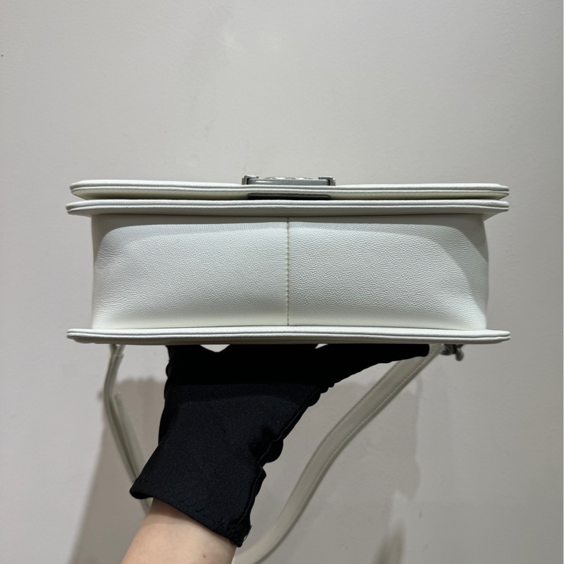 【閒置🩷】Chanel leboy 白銀中號 荔枝紋牛皮 單肩斜挎包-5