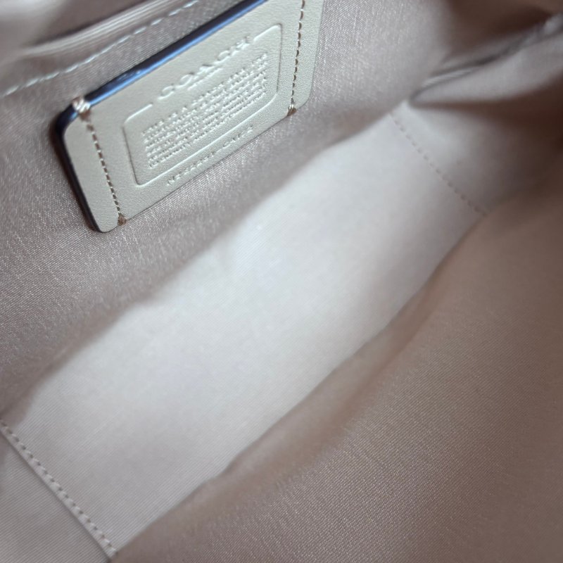 ::COACH:: JAMIE經典Logo相機包 卡其色x深咖 PVC 皮革拼接斜背包-15