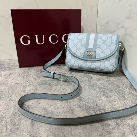 Gucci古馳772239/藍色雙G迷你掀蓋包