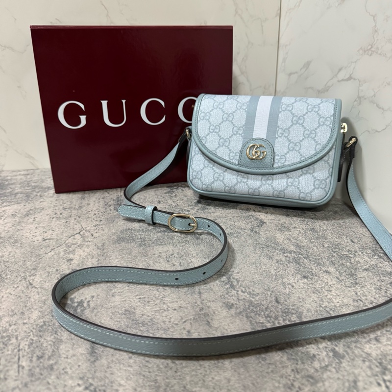 Gucci古馳772239/藍色雙G迷你掀蓋包-0
