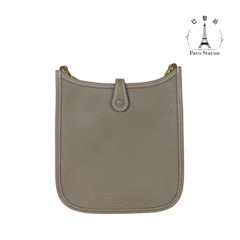【巴黎站二手名牌專賣店】*全新現貨*HERMES 愛馬仕 真品*W刻 Evelyne 16大象灰小牛皮金釦鏤空洞H LOGO肩背斜背包-1