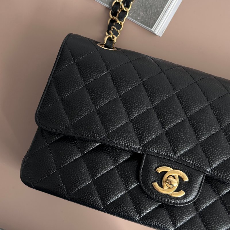 ::CHANEL:: A01112 Classic Flap 黑荔枝皮革 金雙C 經典 11.12 口蓋包 COCO 25-7