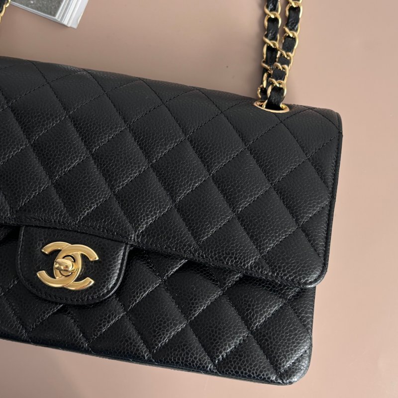 ::CHANEL:: A01112 Classic Flap 黑荔枝皮革 金雙C 經典 11.12 口蓋包 COCO 25-8