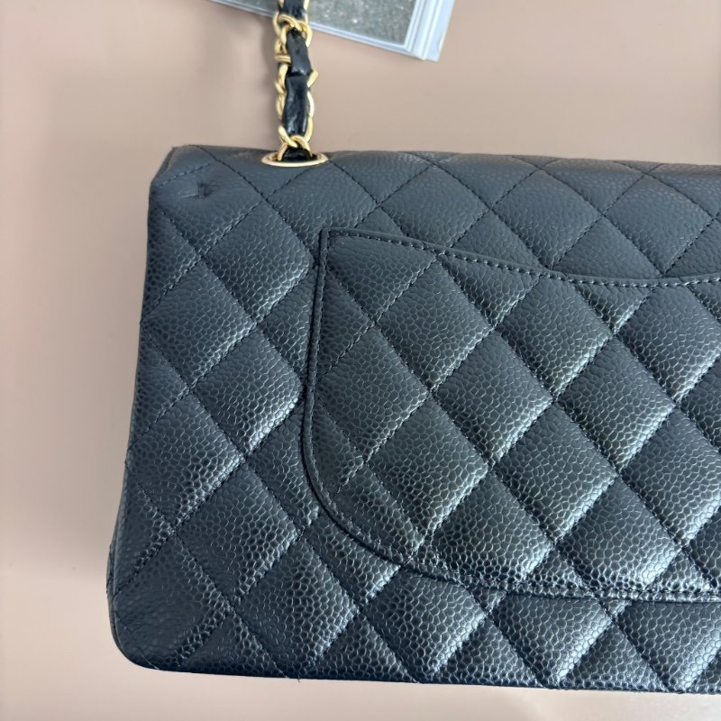 ::CHANEL:: A01112 Classic Flap 黑荔枝皮革 金雙C 經典 11.12 口蓋包 COCO 25-13